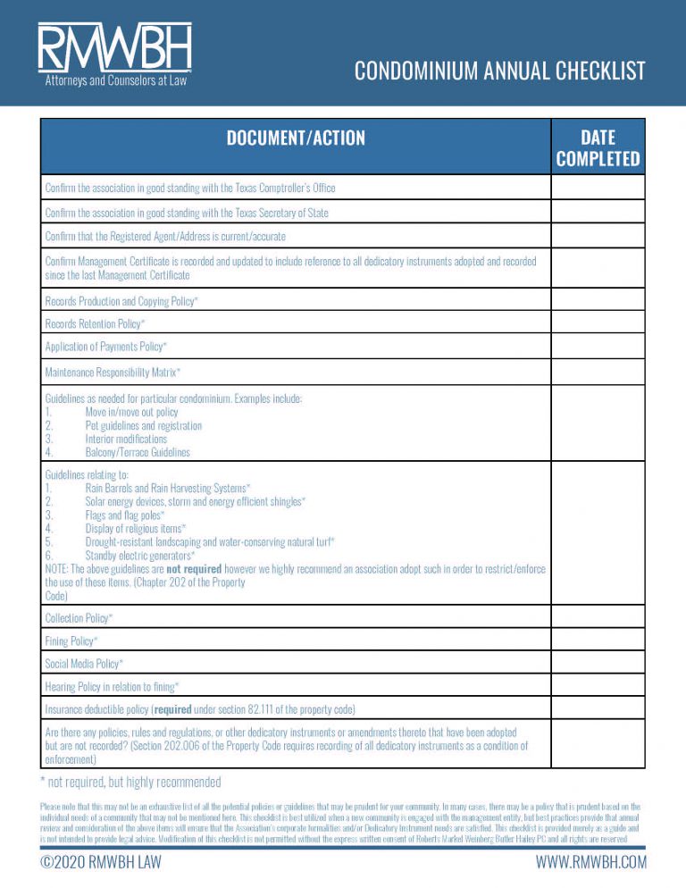 condominium-annual-checklist