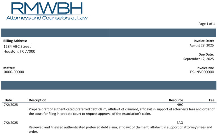 Invoice Example Rm Payments | RMWBH Law - A Full Service Law Firm
